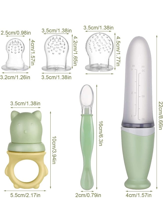 Lictin Lictin Baby Food Feeder, Fresh Silicone Bottle Squeeze Spoon 2Pcs, 6 Different Sized Silicone Teething Pacifiers Baby Feeding Tableware Sets (11 Pcs)  - Image 3