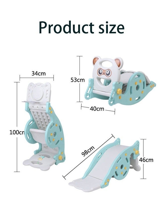 Vinnatsu 3-in-1  Toddler Slide Rocking Toy , Toddler Slide / Rocking Chair / Basketball Stand，Kids Activity Center Climbing Slide Set Foldable Climber Playground Slide for Both Indoors Outdoor Use (Green Bear) - Image 2