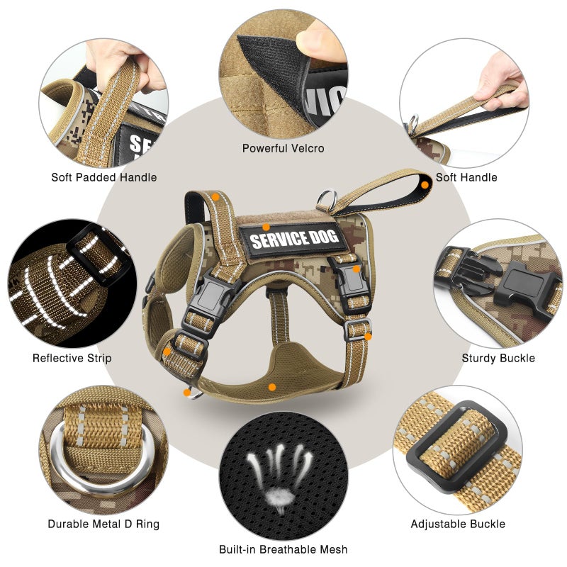 WINSEE Tactical Dog Harness, No Pull Dog Harness for Medium Large Dogs with Handle & Molle, Military Service Dog Vest Harness in Training Pet Harness for Small Dogs - Image 4