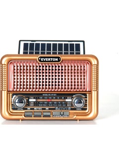 RT-651 Both Solar and Rechargeable Nostalgic FM Radio - Bluetooth Speaker - Replaceable Battery Feature - Solar Powered Radio
