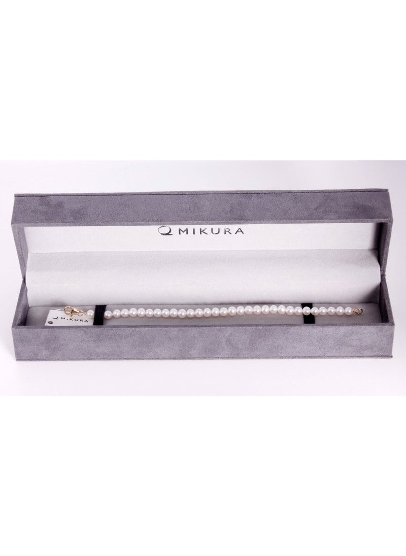 MIKURA - Bracelet 1L 19Cm, Freshwater Pearls, A Quality, White Color, 5.5-5.0MM, 18KY - Image 1