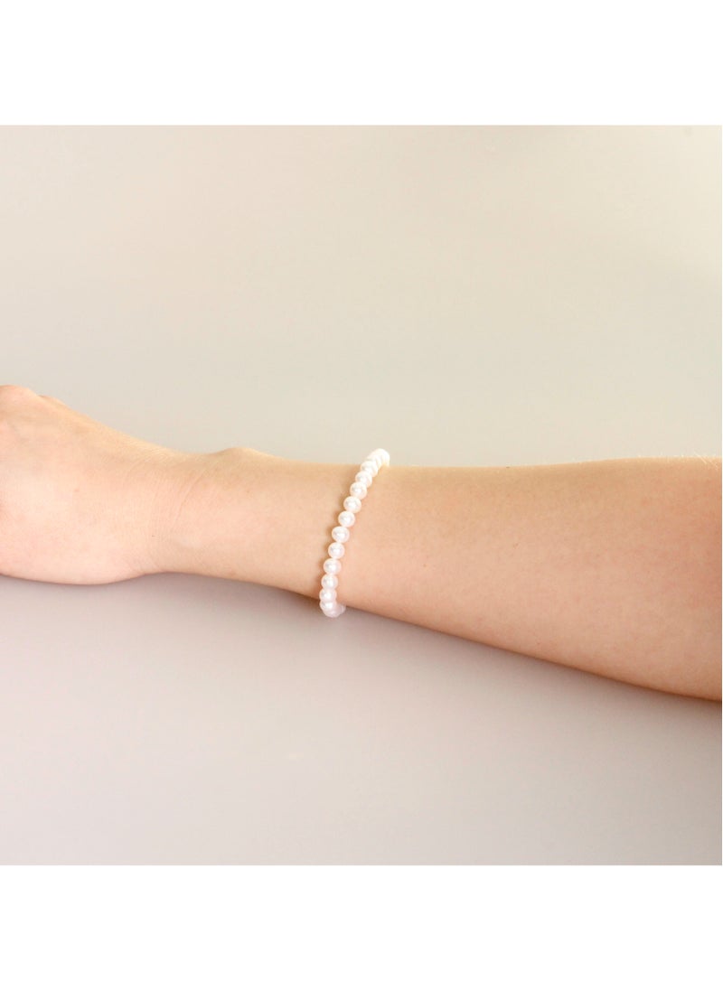 MIKURA - Bracelet 1L 19Cm, Freshwater Pearls, A Quality, White Color, 5.5-5.0MM, 18KY - Image 1