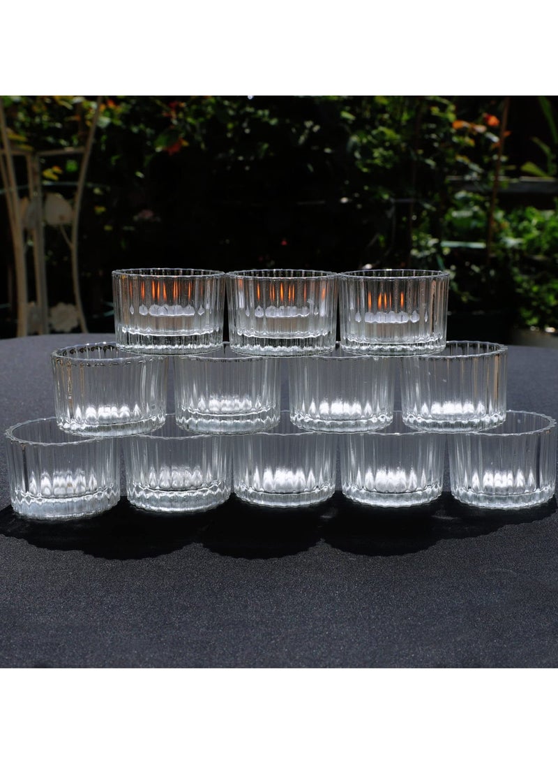 Zikra Clear Tealight Candle Holder Set of 12, Clear Glass Tealight Candle Holders for Wedding Party, Tea Light Candles Holder Bulk for  Centerpiece  Party  2 X1.4, Clear - Image 3