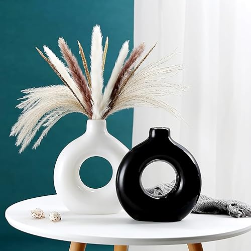 Rousrie Aesthetic Ceramic Flowers Vase for Bedroom, Living Room, Dining Table and More for Home Decoration and Gifting Flowers Pot Size: 4 inches | Set of 2 Beautiful Ceramic Vases - Image 3