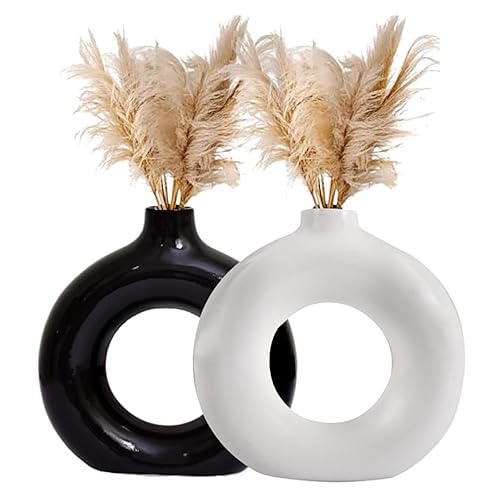 Rousrie Aesthetic Ceramic Flowers Vase for Bedroom, Living Room, Dining Table and More for Home Decoration and Gifting Flowers Pot Size: 4 inches | Set of 2 Beautiful Ceramic Vases - Image 2