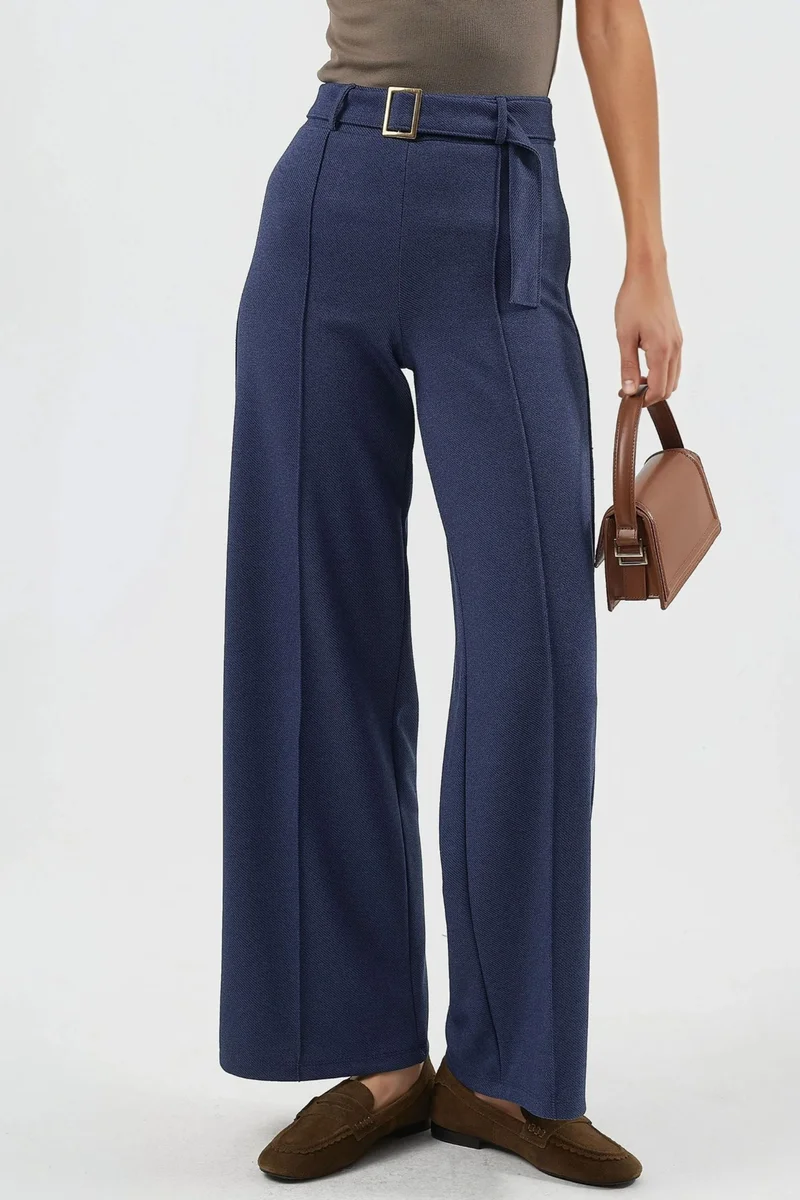 BUSEM High Waist Belted Straight Leg Pants