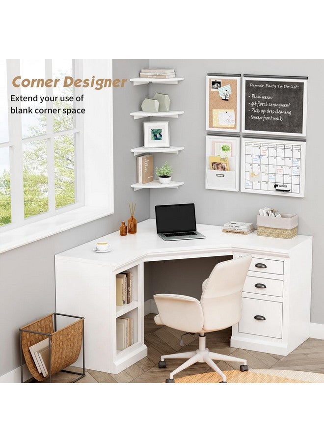 Forbena White Corner Floating Shelves for Wall Set of 4, Rounded Corner Shelves Wall Mounted for Kids Bedroom Books, Cute Wood Hanging Corner Shelf for Bathroom Decor, Living Room, Small Spaces - Image 4