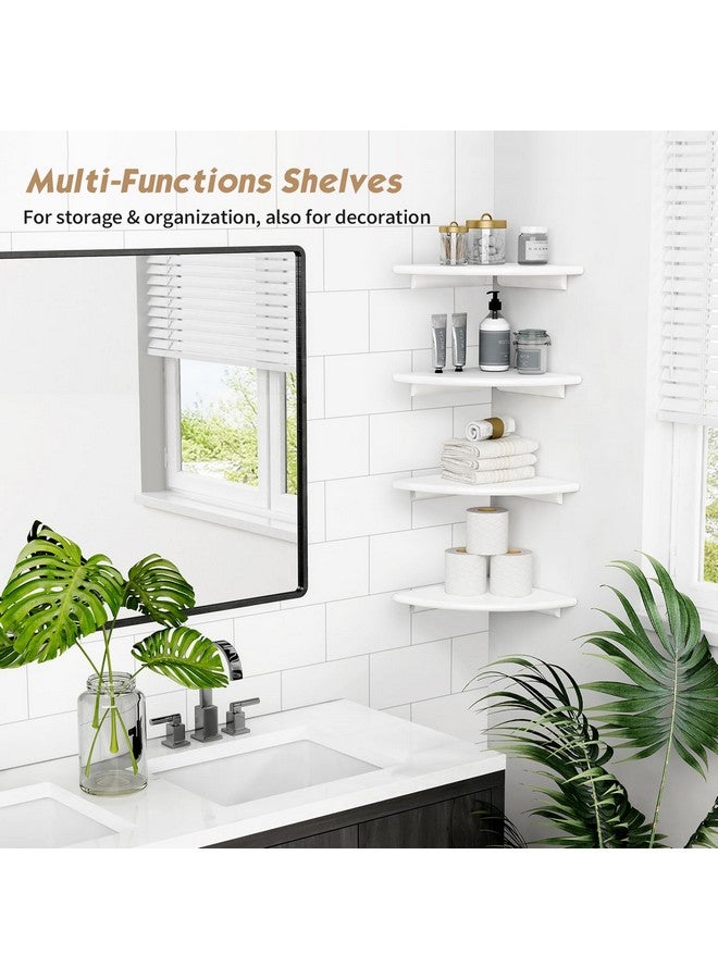 Forbena White Corner Floating Shelves for Wall Set of 4, Rounded Corner Shelves Wall Mounted for Kids Bedroom Books, Cute Wood Hanging Corner Shelf for Bathroom Decor, Living Room, Small Spaces - Image 2