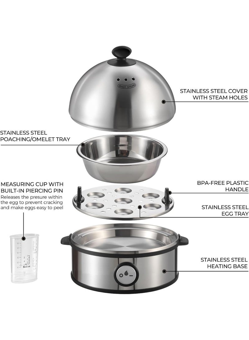 Nova NEB-9001-7 Automatic Egg Boiler, 7 Egg Capacity, 360W, Stainless Steel Electric Cooker - Image 1