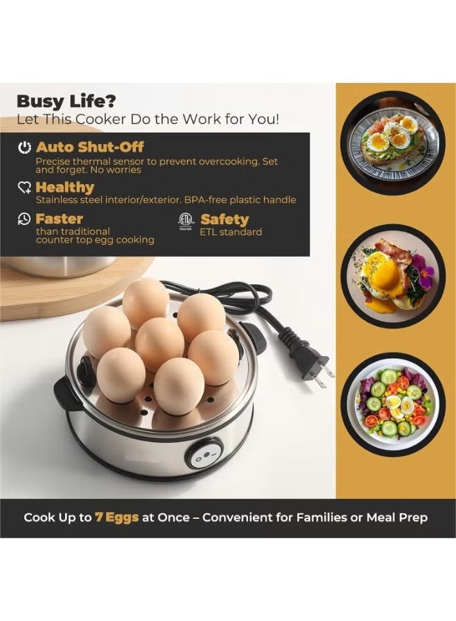 Nova NEB-9001-7 Automatic Egg Boiler, 7 Egg Capacity, 360W, Stainless Steel Electric Cooker - Image 2