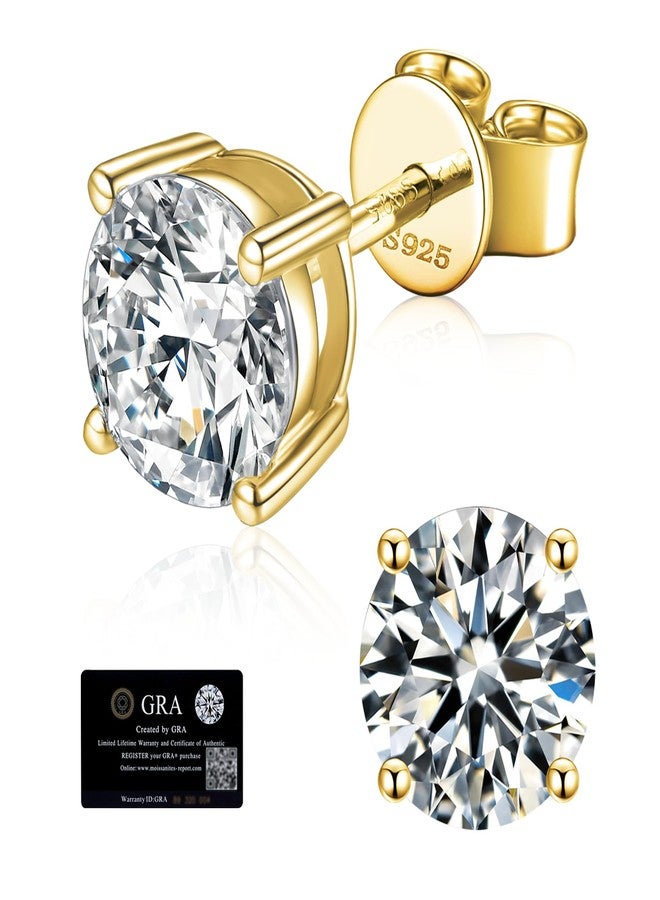 BOYA Moissanite Stud Earrings for Women, 925 Sterling Silver Earrings, 14K Gold Plating earrings for Men（1.0ct/pair） - Image 1