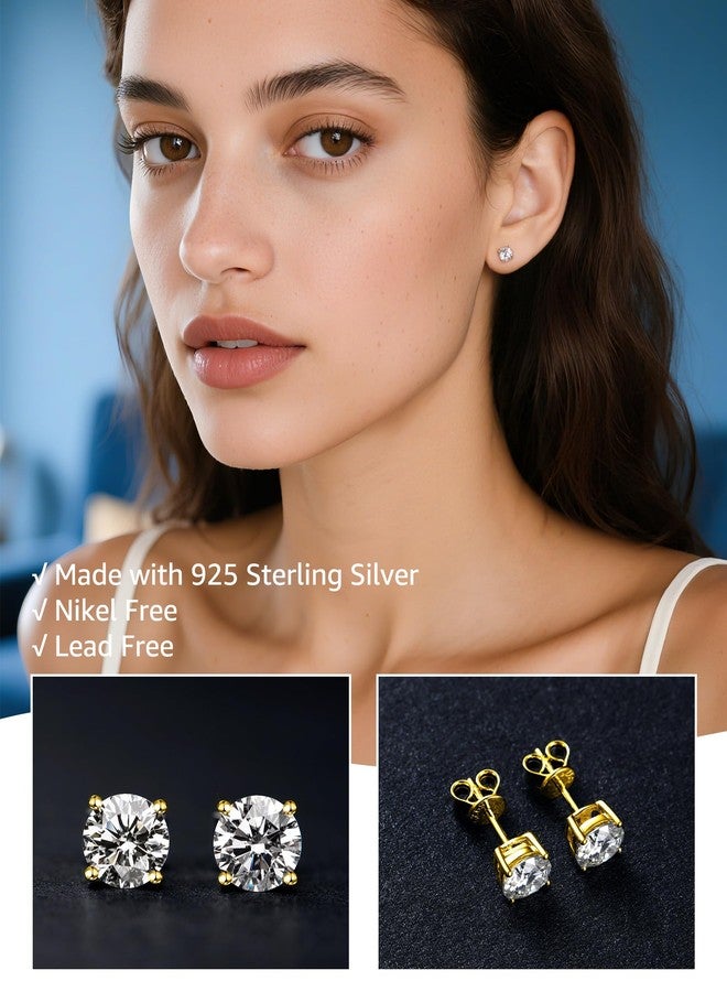 BOYA Moissanite Stud Earrings for Women, 925 Sterling Silver Earrings, 14K Gold Plating earrings for Men（1.0ct/pair） - Image 5