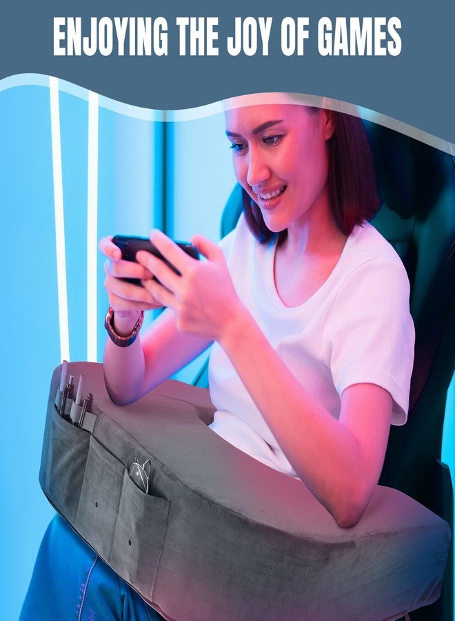 هومبيس وسادة مسند ذراع كبيرة جدًا من HOMBYS لألعاب الكبار، وسادة مكتب الحضن، وسادة كروشيه لدعم الحضن، وسادة مسند سرير من الإسفنج للقراءة (رمادي غامق) - Image 3