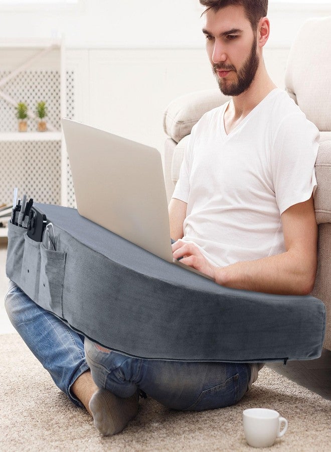 هومبيس وسادة مسند ذراع كبيرة جدًا من HOMBYS لألعاب الكبار، وسادة مكتب الحضن، وسادة كروشيه لدعم الحضن، وسادة مسند سرير من الإسفنج للقراءة (رمادي غامق) - Image 1
