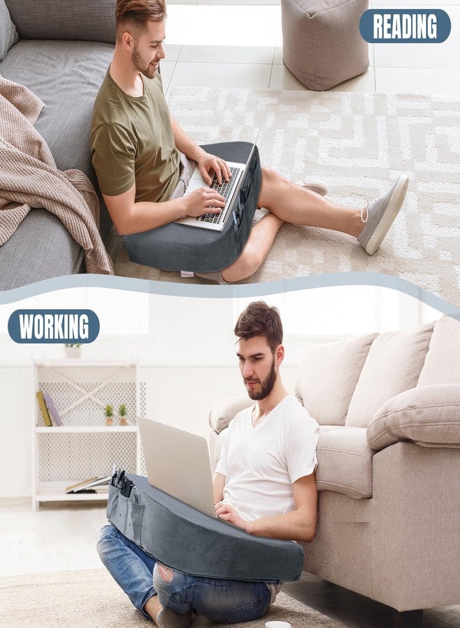 هومبيس وسادة مسند ذراع كبيرة جدًا من HOMBYS لألعاب الكبار، وسادة مكتب الحضن، وسادة كروشيه لدعم الحضن، وسادة مسند سرير من الإسفنج للقراءة (رمادي غامق) - Image 2