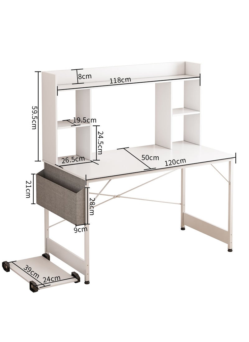 Lafulaifu Desktop BookShelf Work Desk Computer Desk  Office Desk, Writing Desk with Storage Bag, Gaming Desk with CPU Stand for Home Office  - Image 2