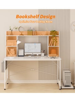 Lafulaifu رف الكتب المكتبي، مكتب العمل، مكتب الكمبيوتر، مكتب الكتابة مع حقيبة طاولة مكتب  تخزين، مكتب الألعاب مع حامل وحدة المعالجة المركزية للمكتب المنزلي  - Image 3