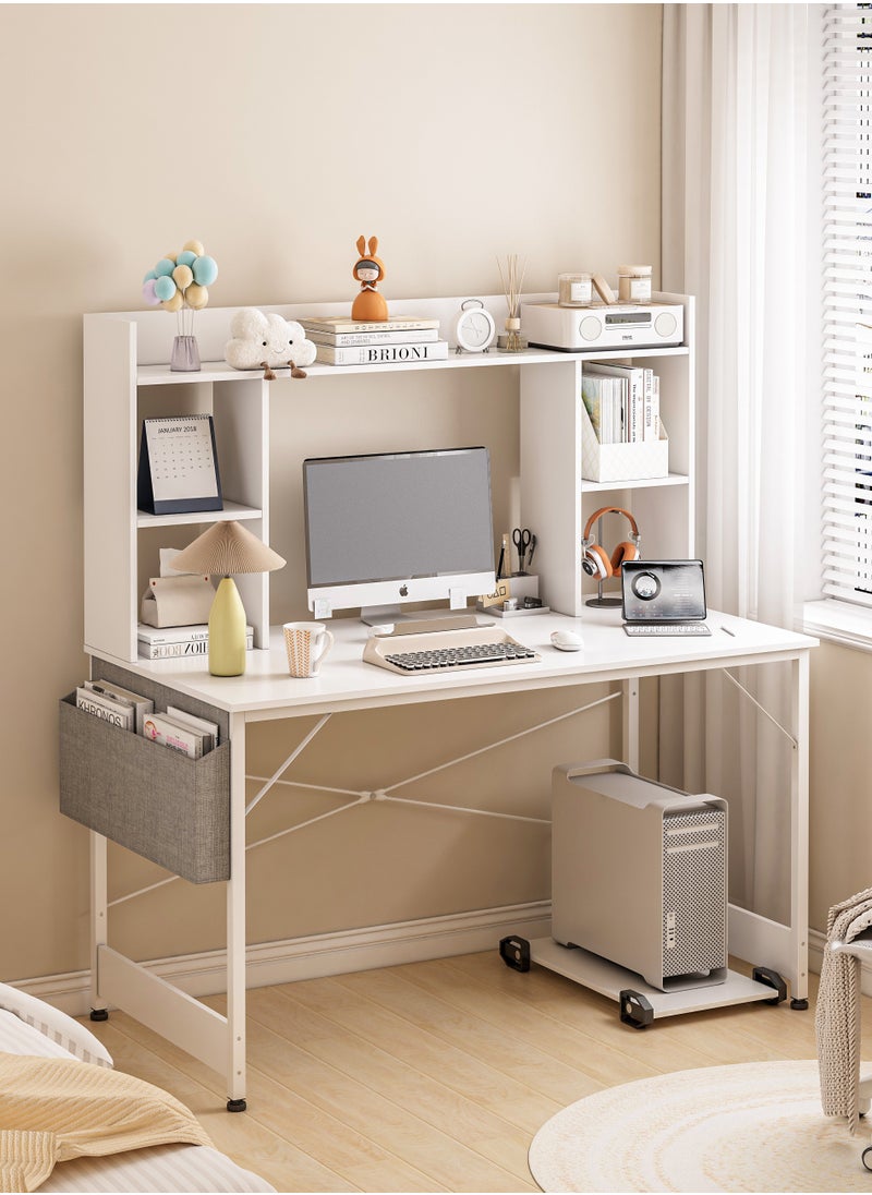 Lafulaifu Desktop BookShelf Work Desk Computer Desk  Office Desk, Writing Desk with Storage Bag, Gaming Desk with CPU Stand for Home Office  - Image 5