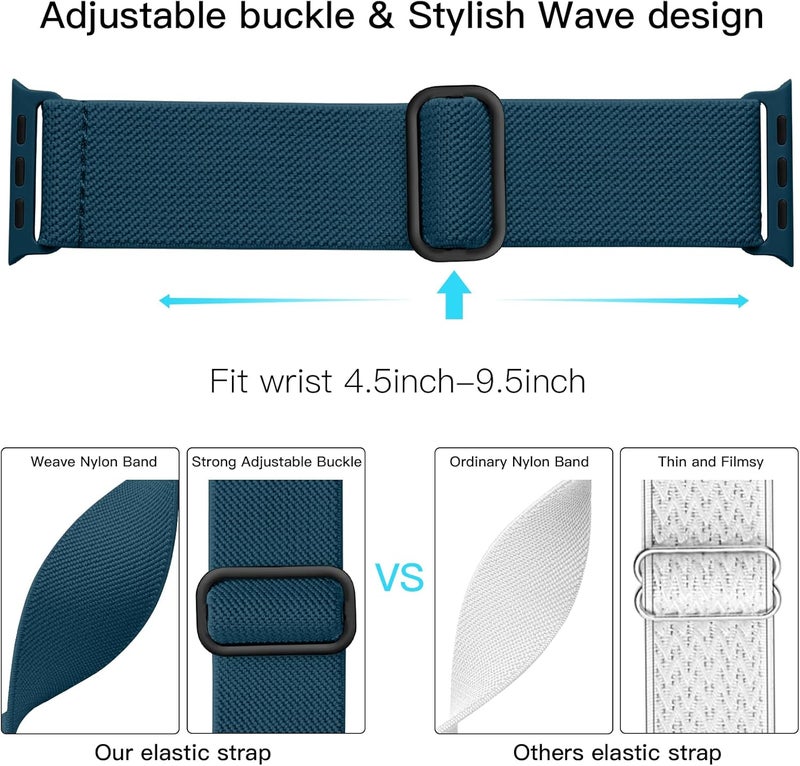 Lerobo Braided Band Compatible with Apple Watch Series 11 10 9 8 7 46mm 45mm 41mm Ultra SE 3 2 1 49mm Series 6 5 4 3 44mm 40mm 38mm 42mm Men iWatch Bands Women Stretchy Nylon Solo Loop Sport Strap - Image 3