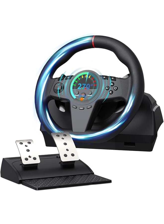 LOVNOV Gaming Racing Wheel 270 Degree Racing Steering Wheel With Pedals And Shifters Driving Force Sim Game Steering Wheel For Pc P3 P4 Xbox One Xbox Series X/S Switch - Image 1