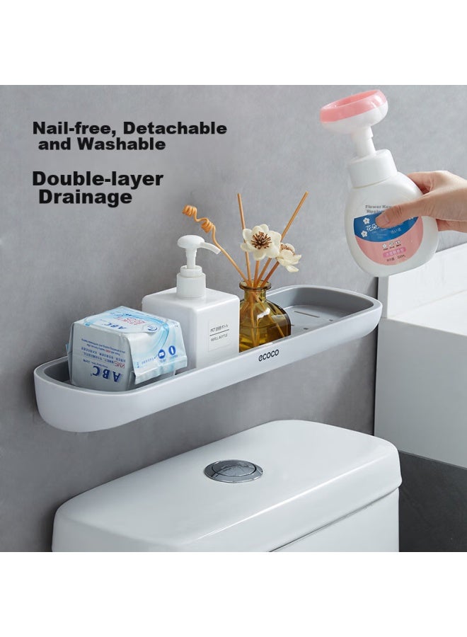 Ecoco Bathroom Storage Rack, Toilet Washstand, No Drilling Required, Wall-mounted, Toilet And Washroom Organizer Shelf, E1923 Gray