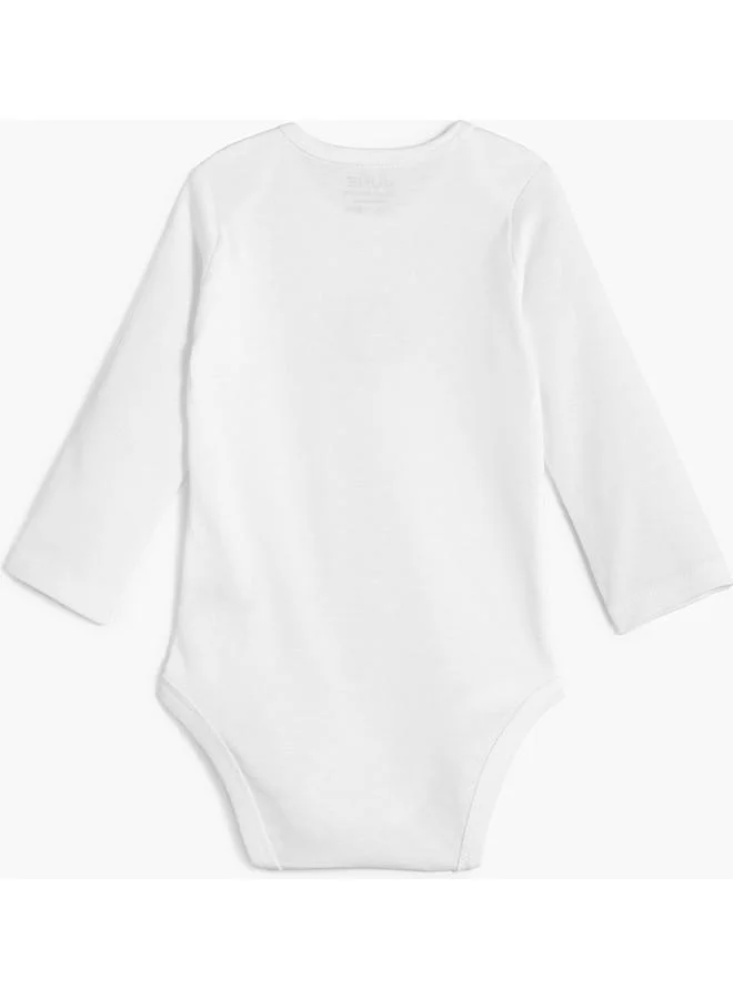 JUNE June Baby Envelope Neck 5-Pack Long Sleeve Car Printed Bodysuit White