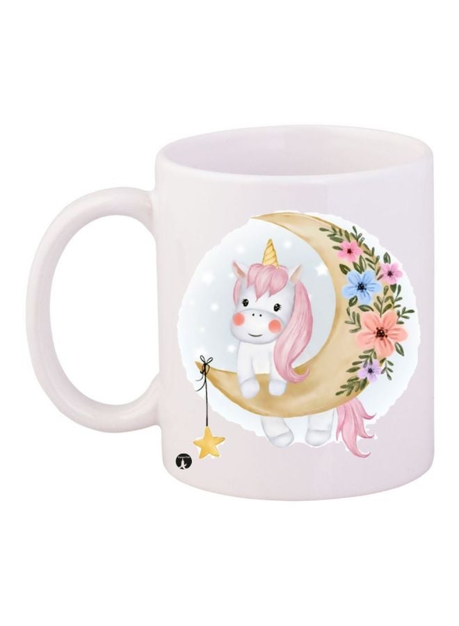 RYN Unicorn Printed Coffee Mug White/Pink/Blue 11ounce