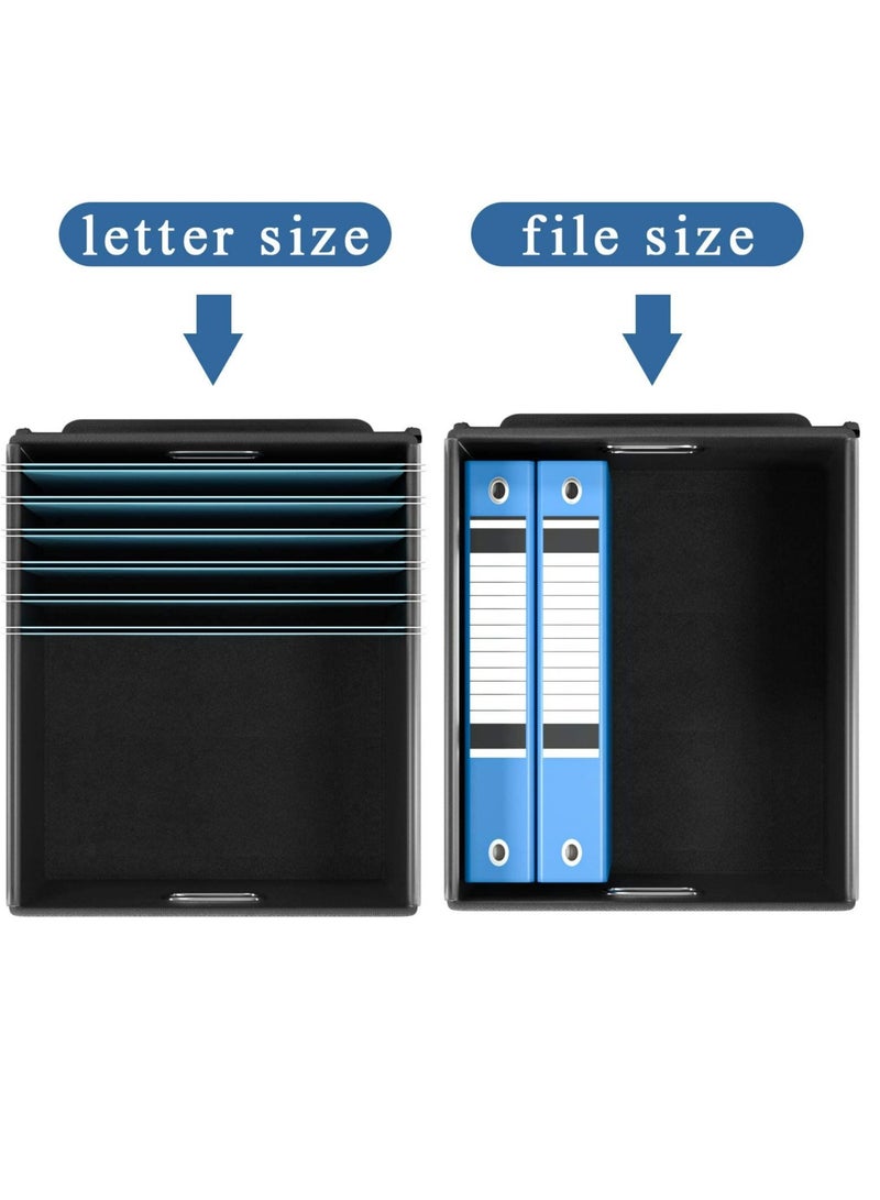 Excefore Portable File Organiser Box with Lid, Collapsible Linen Hanging Filing Storage Boxes with Plastic Slide, Decorative Home/Office Filing System for File and Folders Storage (Grey) - Image 3