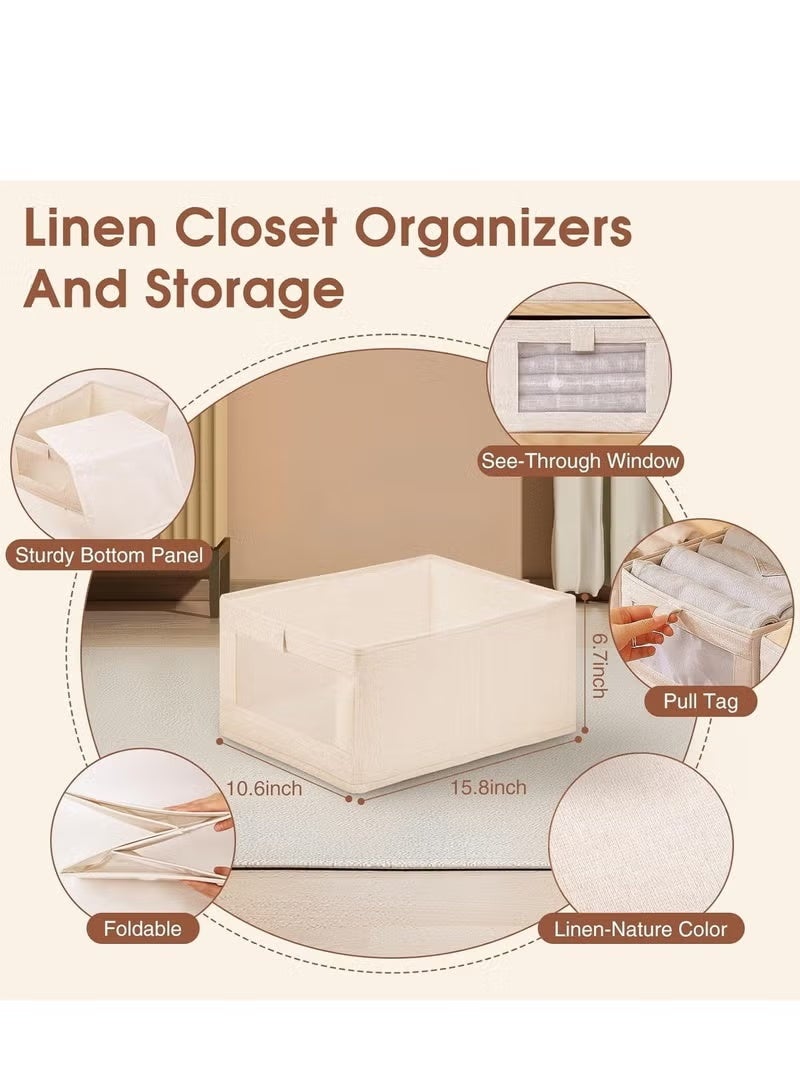 4-Piece Foldable OrganizerJeans Storage BoxWardrobe Clothes OrganizerVisible Linen Storage BoxDrawer Organizers For Clothing Washable Storage Box - Image 4