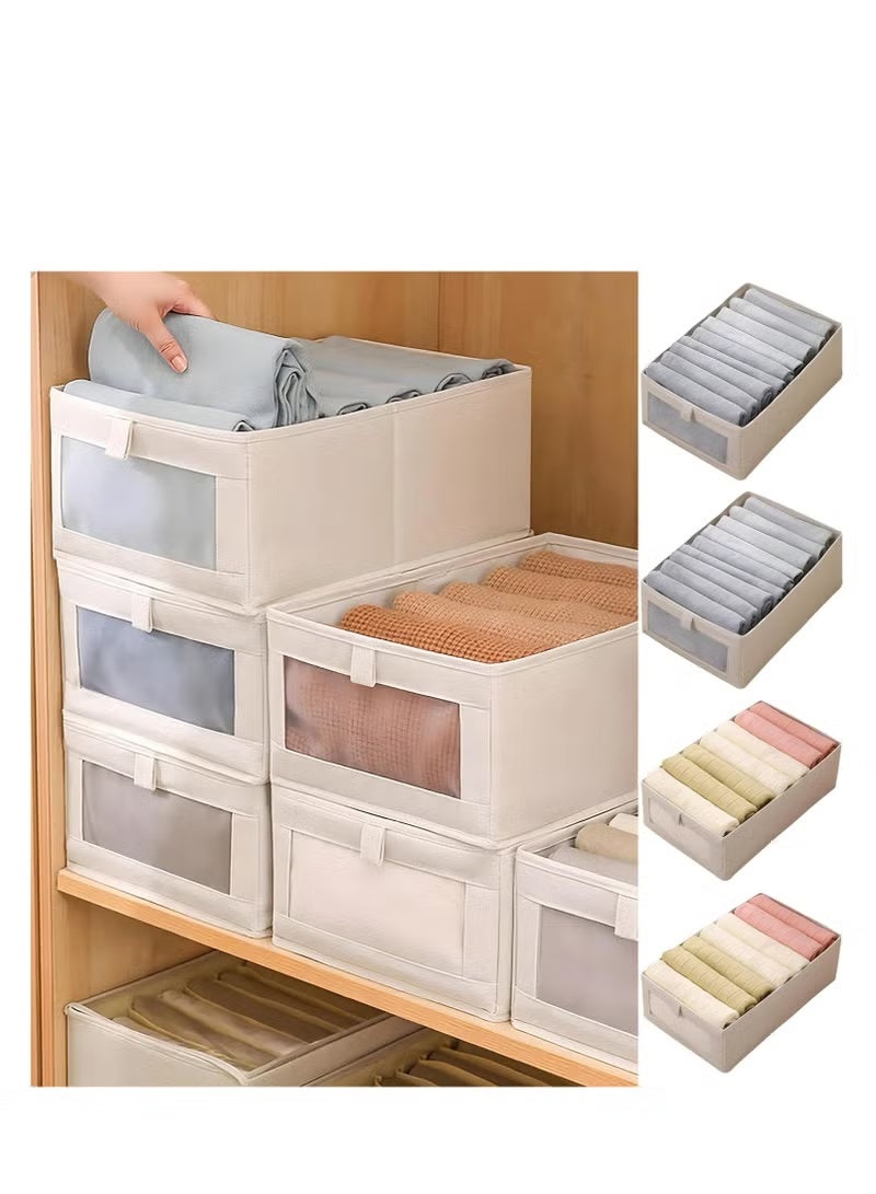 4-Piece Foldable OrganizerJeans Storage BoxWardrobe Clothes OrganizerVisible Linen Storage BoxDrawer Organizers For Clothing Washable Storage Box - Image 3