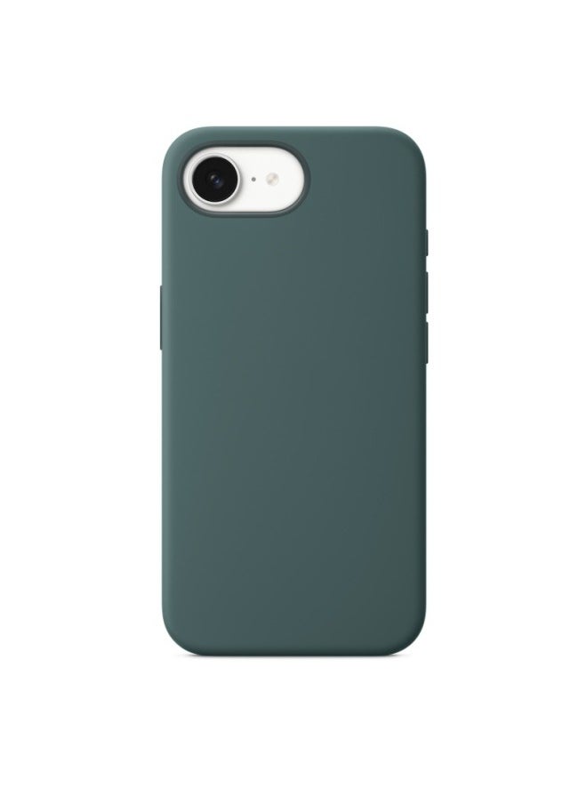 Suitable For Apple For Iphone16e(2025) Mobile Phone Case Solid Color Liquid Silicone Magnetic Suction Case Simple All-inclusive Case-Color:Lake Green-Applicable Models:16e [liquid Magnetic Suction Model + Packaging With Label]