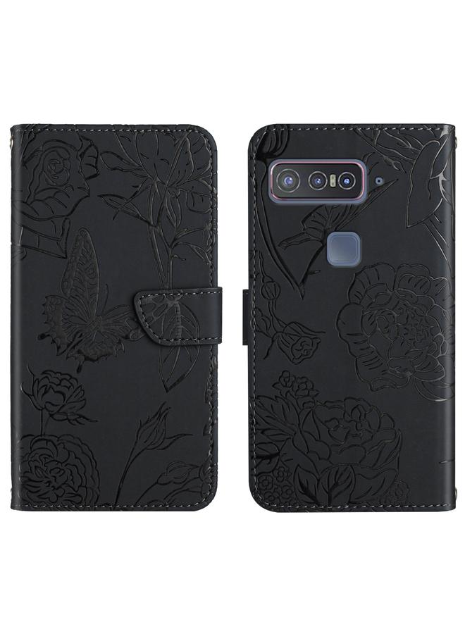S-TOP Case For Asus Smartphone for Snapdragon Insiders Skin Feel Butterfly Peony Embossed Leather Phone Case - Image 1