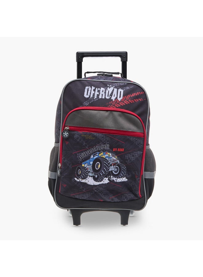 ال بي ال من شو اكسبرس حقيبة ظهر بعجلات بطبعة جرافيك للأولاد بمقبض قابل للسحب - Image 1