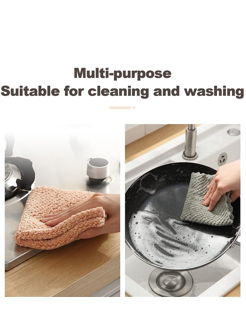 HOMESTAR Dish Towels for Kitchen, 8 Pack Premium Coral Velvet Cloths Washing Dishes, Super Absorbent Fleece Cleaning Cloths, Nonstick Oil Washable Fast Drying Rags - Image 5