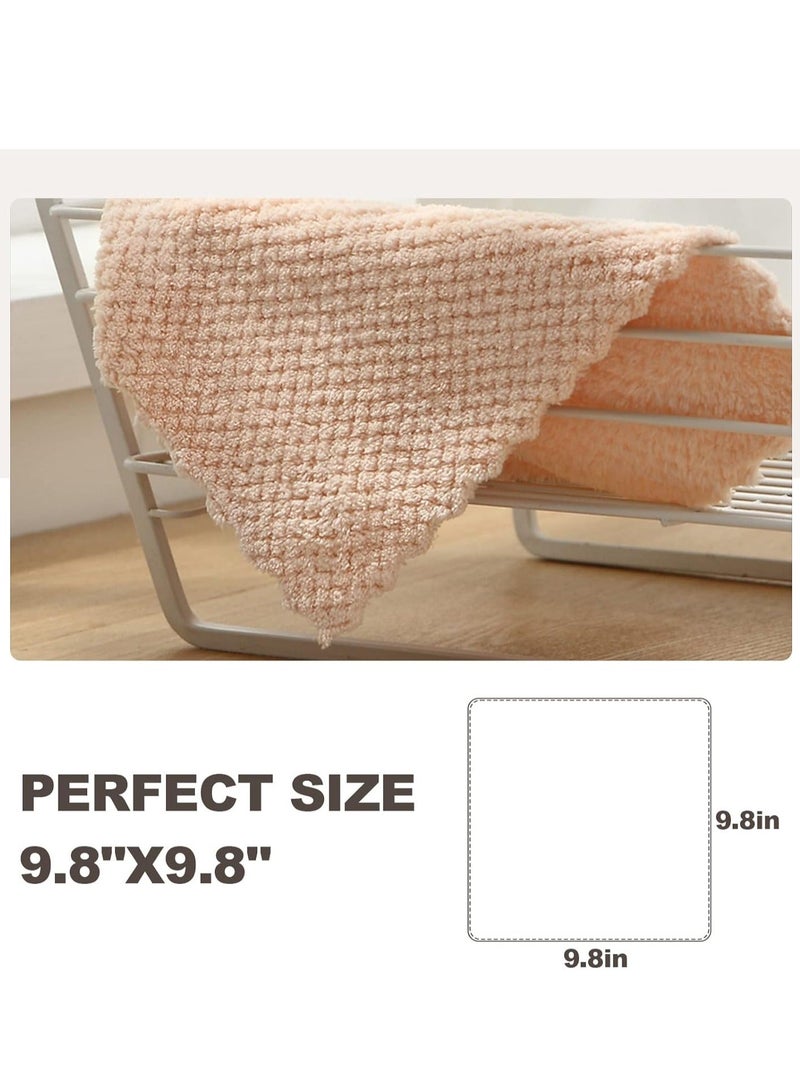 HOMESTAR Dish Towels for Kitchen, 8 Pack Premium Coral Velvet Cloths Washing Dishes, Super Absorbent Fleece Cleaning Cloths, Nonstick Oil Washable Fast Drying Rags - Image 2