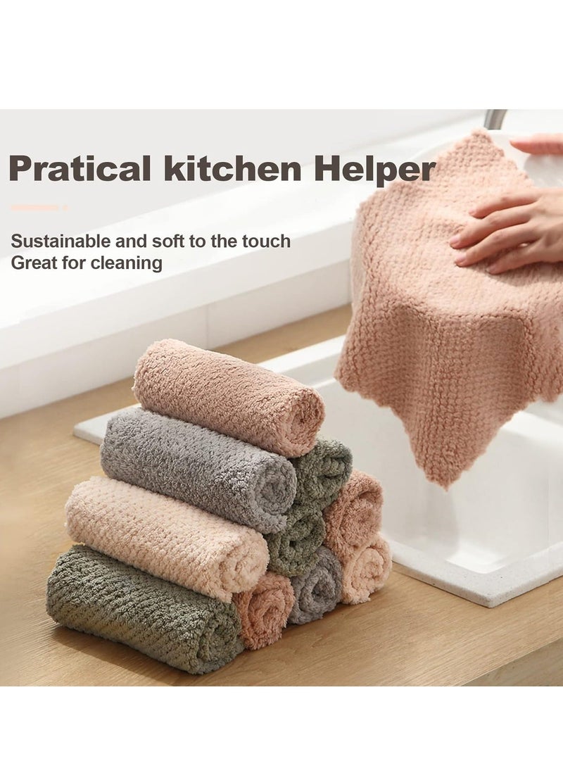 HOMESTAR Dish Towels for Kitchen, 8 Pack Premium Coral Velvet Cloths Washing Dishes, Super Absorbent Fleece Cleaning Cloths, Nonstick Oil Washable Fast Drying Rags - Image 3