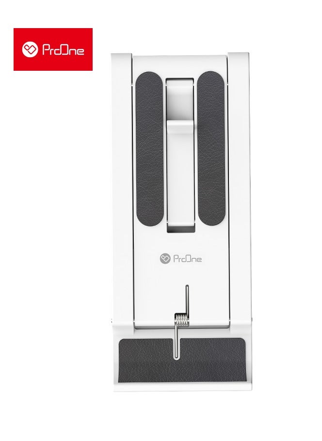 ProOne - ProOne PHL1186 Universal Desk Mobile, Tablet, iPad Holder – Adjustable 6-Angle Desktop Stand – Wide Compatibility, Strong Body & Non-Slip Grip – ABS + Silicone – Foldable & Lightweight (White) - Image 1