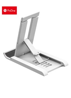 ProOne ProOne PHL1186 Universal Desk Mobile, Tablet, iPad Holder – Adjustable 6-Angle Desktop Stand – Wide Compatibility, Strong Body & Non-Slip Grip – ABS + Silicone – Foldable & Lightweight (White)  - Image 4