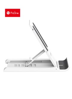 ProOne ProOne PHL1186 Universal Desk Mobile, Tablet, iPad Holder – Adjustable 6-Angle Desktop Stand – Wide Compatibility, Strong Body & Non-Slip Grip – ABS + Silicone – Foldable & Lightweight (White)  - Image 2