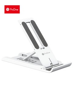 ProOne ProOne PHL1186 Universal Desk Mobile, Tablet, iPad Holder – Adjustable 6-Angle Desktop Stand – Wide Compatibility, Strong Body & Non-Slip Grip – ABS + Silicone – Foldable & Lightweight (White)  - Image 3