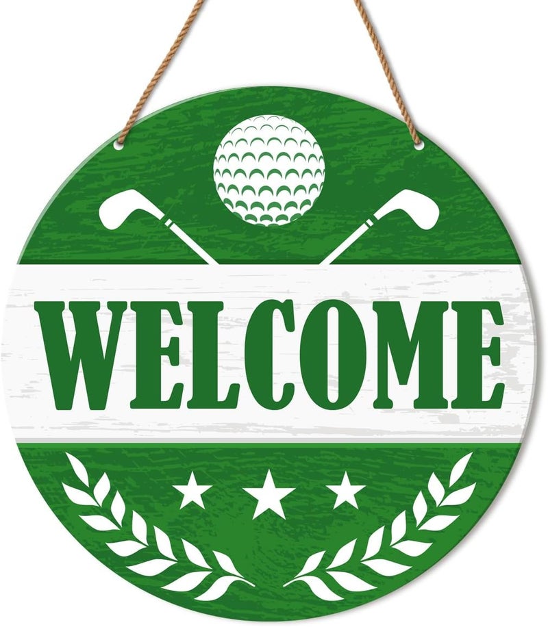 HSNBT Golf Ball Welcome Sign for Front Door, Golf Ball Welcome Sign Decor for Porch Yard Sport Wall Hanging Signs Decorations Gift for Golfer Golf Lover - Image 1