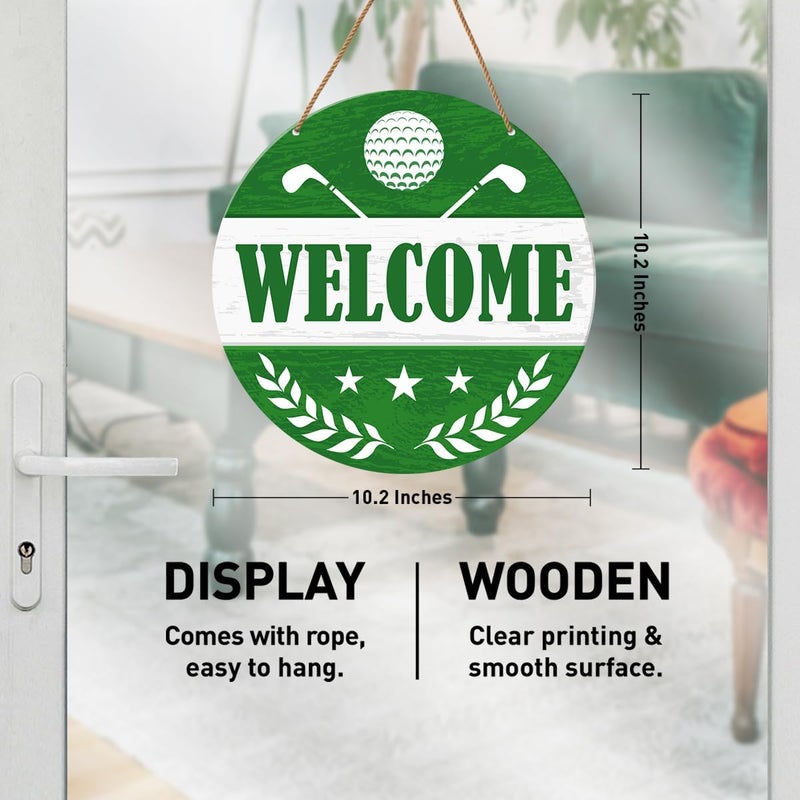 HSNBT Golf Ball Welcome Sign for Front Door, Golf Ball Welcome Sign Decor for Porch Yard Sport Wall Hanging Signs Decorations Gift for Golfer Golf Lover - Image 2