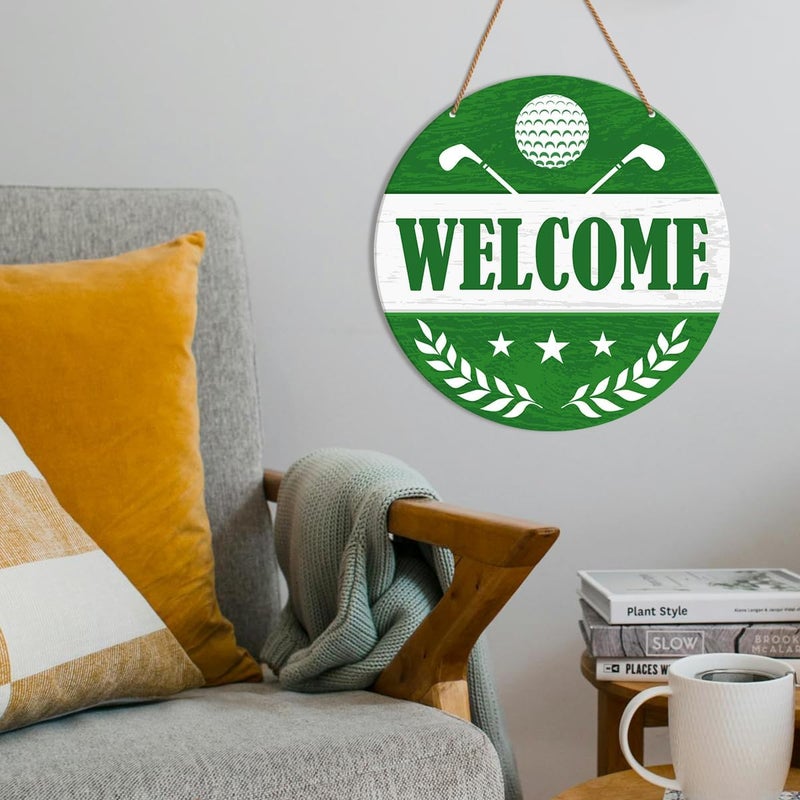 HSNBT Golf Ball Welcome Sign for Front Door, Golf Ball Welcome Sign Decor for Porch Yard Sport Wall Hanging Signs Decorations Gift for Golfer Golf Lover - Image 4