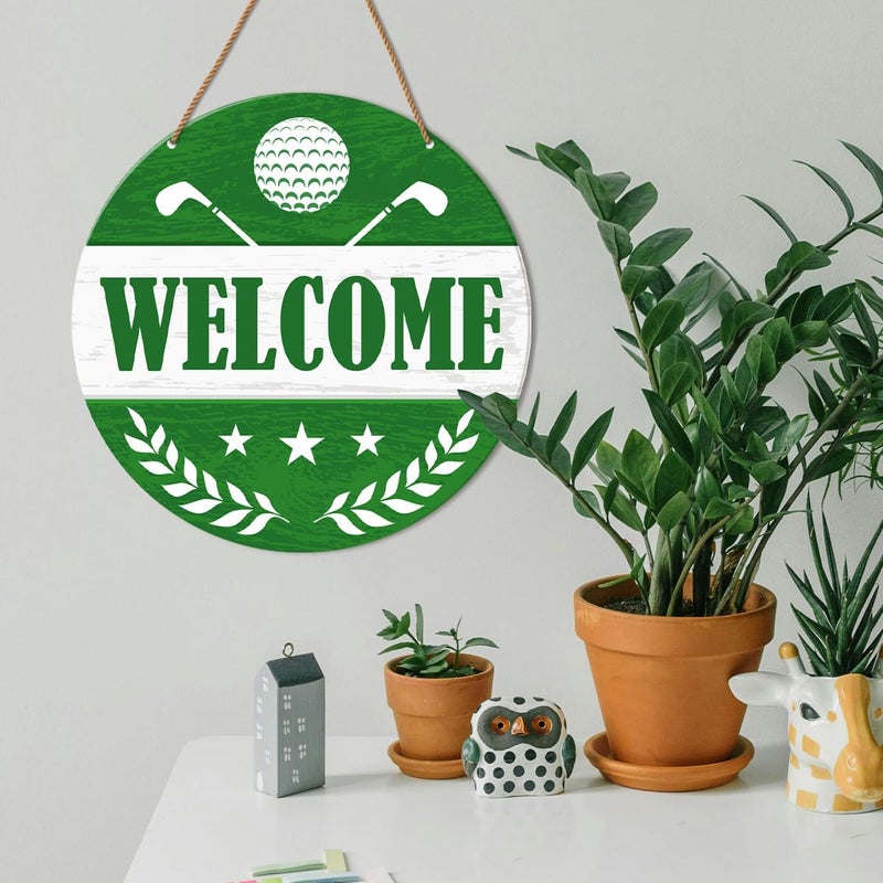 HSNBT Golf Ball Welcome Sign for Front Door, Golf Ball Welcome Sign Decor for Porch Yard Sport Wall Hanging Signs Decorations Gift for Golfer Golf Lover - Image 3