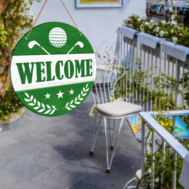 HSNBT Golf Ball Welcome Sign for Front Door, Golf Ball Welcome Sign Decor for Porch Yard Sport Wall Hanging Signs Decorations Gift for Golfer Golf Lover - Image 5