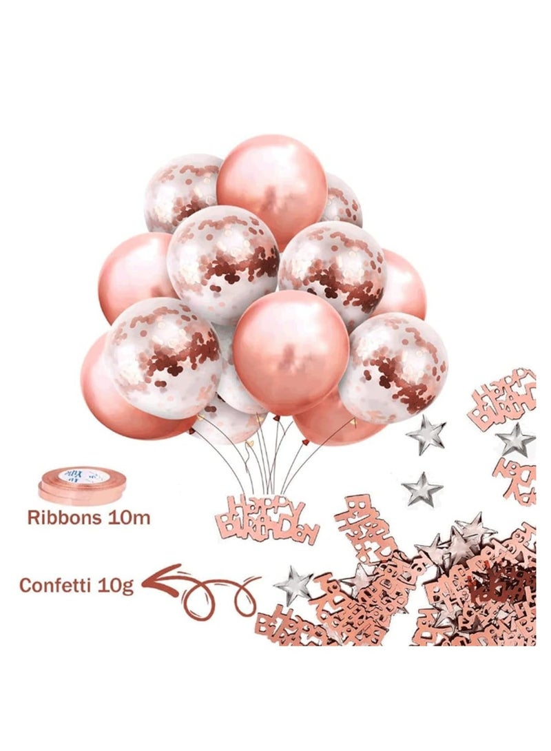 Rose Gold Balloons Party Decorations Supplies for Birthday, Wedding Decorations, Including Happy Birthday Banner, Sequin Table Runner, Rose Gold Balloons, Foil Fringe Curtains - Image 2
