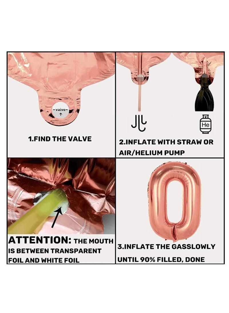 Rose Gold Balloons Party Decorations Supplies for Birthday, Wedding Decorations, Including Happy Birthday Banner, Sequin Table Runner, Rose Gold Balloons, Foil Fringe Curtains - Image 4