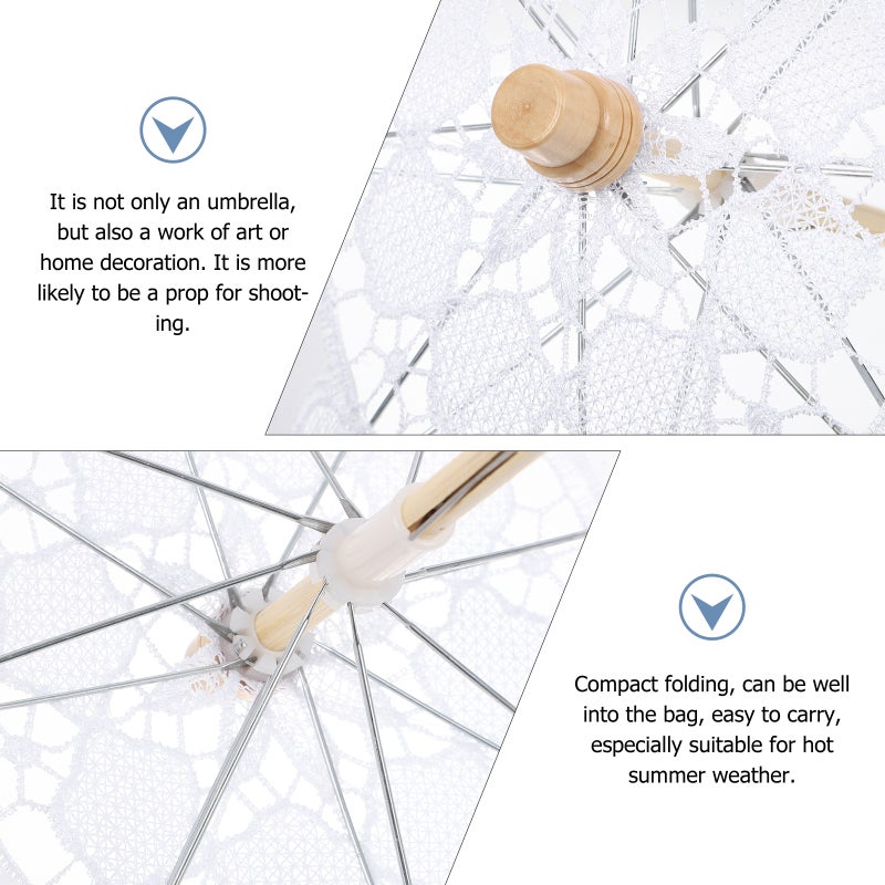 1PC Wedding Lace Umbrella Photography Prop Handle Umbrella - Image 3