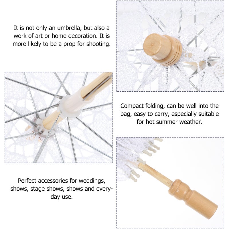 1PC Wedding Lace Umbrella Photography Prop Handle Umbrella - Image 5