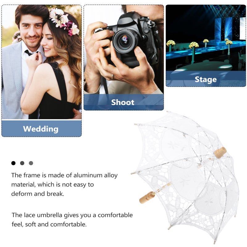 1PC Wedding Lace Umbrella Photography Prop Handle Umbrella - Image 4